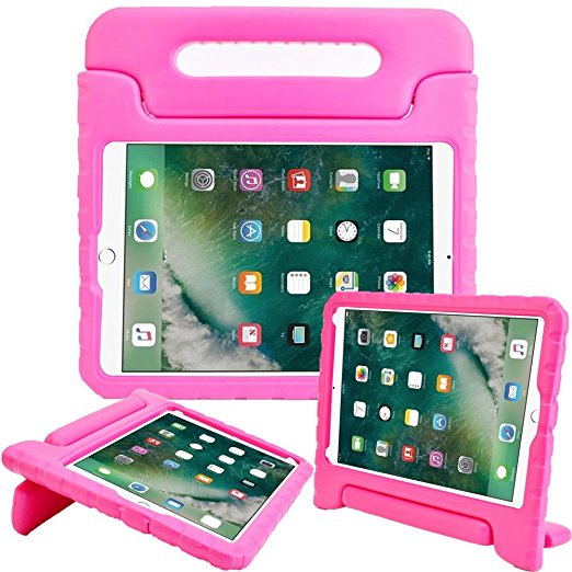 eTopxizu New iPad 9.7 Inch 2017 Case - ShockProof Case Light Weight Kids Case Cover with Handle Stand Case for Apple iPad 9.7 Inch 2017 New Model / iPad Air / iPad Air 2 Tablet - Rose Pink