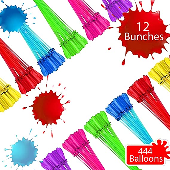 Self Sealing Water Balloons With 444 Water Balloon Easy Quick Fill for Kids and Adults Party Splash Fun Pool Fill in 60 Seconds with 12 Pack of Instant balloons K845Q