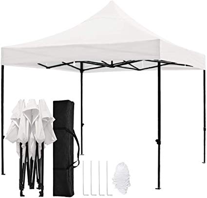 TopCamp 10'x10' Outdoor Canopy, 10x10 ft Commercial Easy Pop-up Tent with 420D Waterproof and UV-Treated Top, Portable Party Instant Sun Shelter with Carrying Bag (White 10 x 10 EZ)
