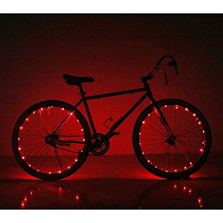 Soondar Super Bright 20-LED Bicycle Bike Rim Lights - Personalized LED Colorful Wheel Lights - Perfect for Safety and Fun - Easy to Install - Blue Green Red Pink White Multicolore ¡­
