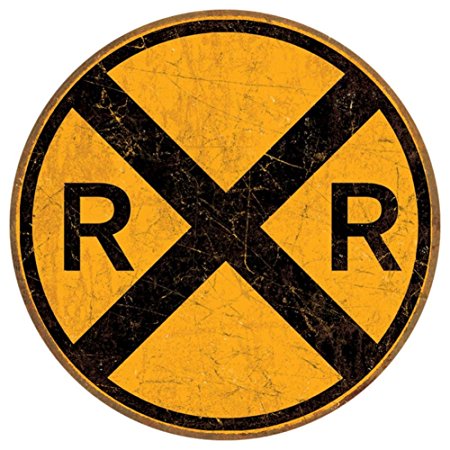 Vintage Style Railroad Crossing 12" Round Metal Sign