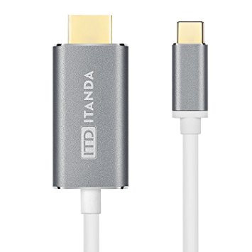USB C to HDMI Cable (6ft/1.8m) 4K@60Hz, ITANDA USB 3.1 Type C Male (Thunderbolt 3 Compatible) to HDMI Male 4K Cable for the 2016 MacBook Pro, 2015 MacBook, Samsung Galaxy S8/S8 Plus etc