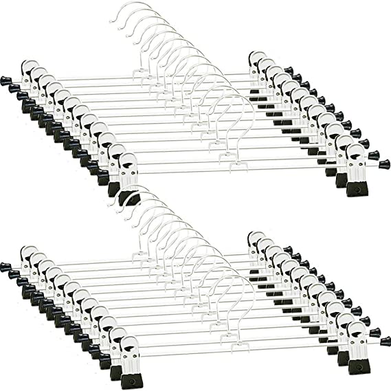 NORTHERN BROTHERS Trouser Hanger - Skirt Hangers with Clip Pants Hanger Trouser Hangers Space Saving for Trouser Skirt Pants Clothes (24 Pack)