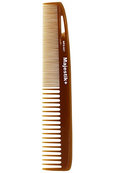 Hair Comb- a Setting Hair Comb infused with Natural Essence Oil by Majestik , Wide and Fine Tooth Comb, Brown, With Free Bespoke PVC Product Pouch (MPO-027)