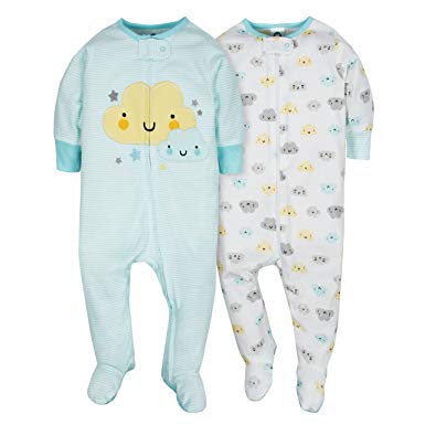 Gerber Baby Girls' 2 Pack Zip Front Sleep 'n Play