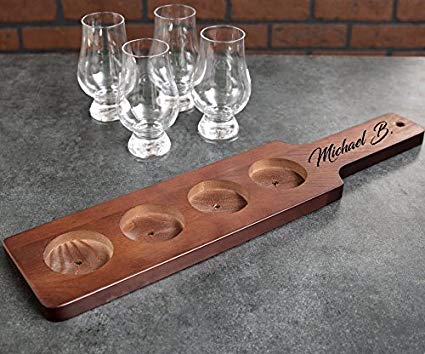 Personalized Finish Wood Beer Flight Sampler Paddle | Custom Engraved (Brown)