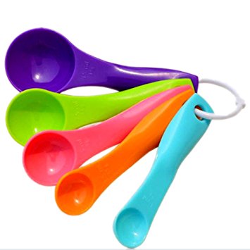 Joylive 5pcs Plastic Colorful Measuring Spoons Dipper Kitchen Home Baking Cake Tools New