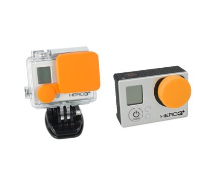 Bundle Set Protective Silicone Covers Lens Caps for GoPro Hero 3 , Hero 3 Plus, Hero 4 Camera and Housing - Orange