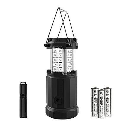 Etekcity LED Camping Lantern Ultra Bright Portable Outdoor Flashlight 3 AA Batteries (Black, Collapsible)