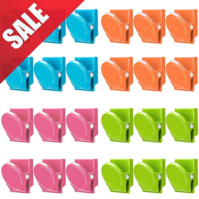 Magnetic Clips, 24 Pieces Magnetic Metal Clips, Refrigerator Whiteboard Wall Fridge Magnetic Memo Note Clips Magnets Metal Clip