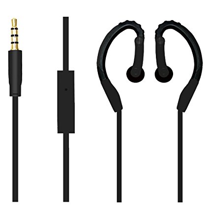 Besign® SP01 Wired Sweat Proof Earphones, 3.5mm Stereo Sports Running Earbuds, Headsets, Headphones With Mic and Remote Control for Smartphones, Tablets, Mp3 Players (Black)