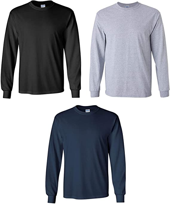 Gildan Men's Ultra Cotton Long Sleeve T-Shirt, Style G2400, 2-Pack