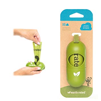 Earth Rated Bag Dispenser for Dog Leads, Includes 15 Biodegradable Unscented Pooh Bags
