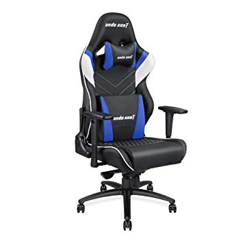 [Large Size Big and Tall 400lb Gaming Racing Chair] Anda Seat Swivel Rocker Tilt E-Sports Chair High Back Ergonomic Computer Chair with Adjustable Padded Headrest and Lumbar Support(Black/White/Blue)