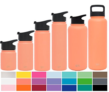 Simple Modern Summit Water Bottle   Extra Lid - Wide Mouth Vacuum Insulated 18/8 Stainless Steel Powder Coated - 8 Sizes, 22 Colors