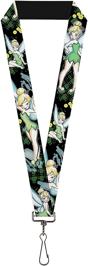 Buckle Down Lanyard-1.0-Tinker Bell 4-Poses/Paint Splatter Black/gre