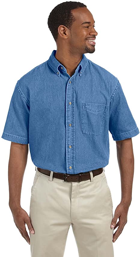 Harriton Mens 65 oz Short-Sleeve Denim Shirt M550S