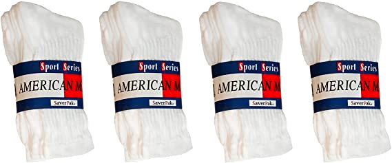 $averPak American Made Cotton Blend Athletic Crew Socks