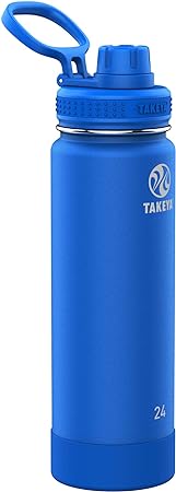 Takeya Actives Insulated Stainless Steel Water Bottle with Spout Lid, 0.7 Liter / 24 Ounce, Cobalt