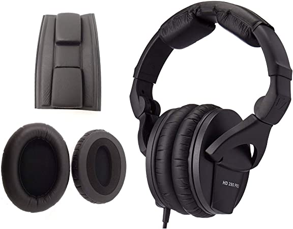 Sennheiser HD 280 Pro Circumaural Closed-Back Monitor Headphones with Extra Earpads and Headbands Bundle