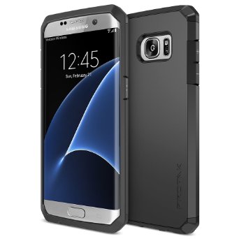 Galaxy S7 Edge Case, Trianium [Protak Series] Ultra Protective Dual Layer TPU Bumper   Hard Polycarbonate Back Plate Heavy Duty Cover   Shock Absorbing for Samsung Galaxy S7 Edge [Black]