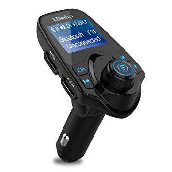 Bluetooth FM Transmitter, LDesign Universal Wireless Radio Transmitter Car Kit with USB Charging Music Controls & Hands-Free Calling for iPhone, Samsung, LG, Nexus, Motorola, Sony Android (Black)