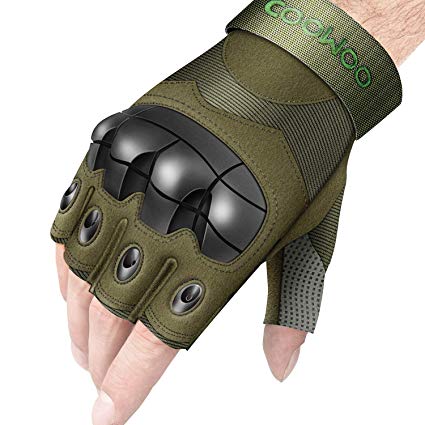 UP UPKJ Tactical Fingerless/Half Finger Gloves Shooting Military Combat Gloves with Hard Knuckle Fit for Cycling Airsoft Paintball Motorcycle Hiking Camping