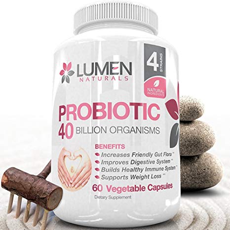 Probiotic 40 Billion CFU - Guaranteed Shelf-Life Potency with Lactobacillus Acidophilus - Powerful Probiotics for Women & Men to Boost Gut Health, Immune System & Weight Management - 60 Count