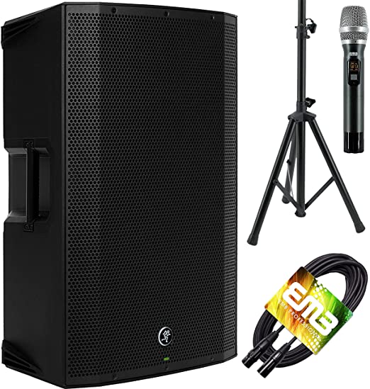 Mackie Thump15A THUMP-15A 1300W 15" Powered Loudspeaker (Single) with EMB Speaker Stand   EMB Microphone and EMB XLR Cable Bundle