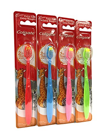 Colgate Kids Toothbrush for 2  Years Extra Soft Bristles Assorted Colors and Packs