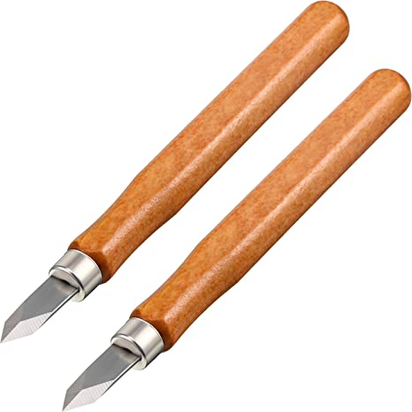 2 Pieces Striking Knife Woodworking Carving Knife Thin Blade Dual Double Bevel Striking Marking Knife Hardened Mn-V Steel Heat Treated Striking Marking Knife