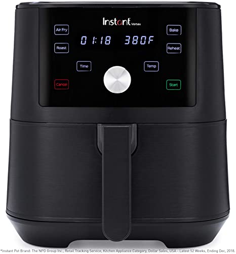 Instant Vortex 4-in-1 Air Fryer, 6 Quart, 4 One-Touch Programs, Air Fry, Roast, Bake, Reheat