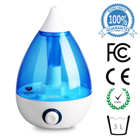 Ultrasonic Humidifier with 3 Liter Water Tank Cool Mist Humidifier 360 Degree Rotatable Nozzle Blue