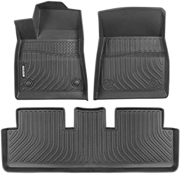 Motor Trend Custom Fit Car Floor Mats for 2017-2020 Tesla Model 3, Odorless All Weather Protection from Dirt, Debri, Mud & Moisture, Anti-Slip Full Coverage