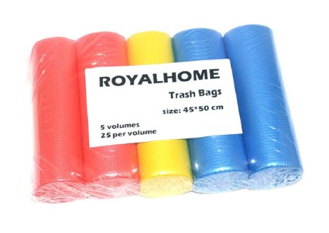 Royalhome Thicken Office Trash Bags  Bedroom Garbage Bags 4 Gallon 125 Counts 3 Color