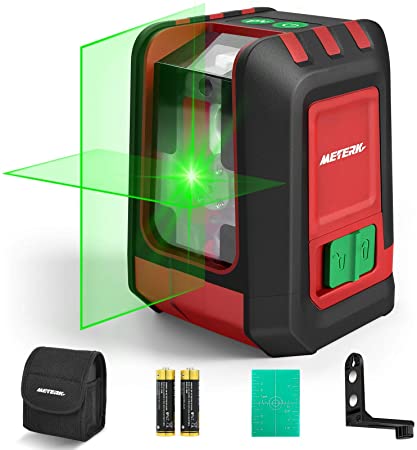 Laser Level, Meterk 98ft/30m Horizontal and Vertical Crossline Green Beam Self Leveling Laser with Rotatable Magnetic Mount, Brightness Adjustment, Manual/Automatic Mode, IP54 Protection, Battery Included
