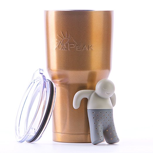 Peak Tumbler: Insulated 20 oz. Double-Wall Vacuum-Sealed Stainless Steel Drinkware/ Travel Mug. Plus Tea Infuser included