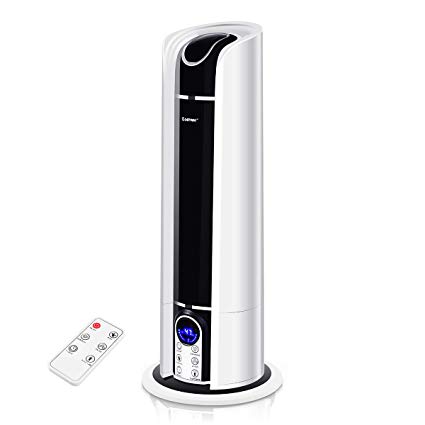 COSTWAY Ultrasonic Cool Mist Humidifier, 6L Water Tank, Air Diffuser Adjustable Humidity Mist Mode, Remote Control & LED Light, Whisper-Quiet Operation, Floor Humidifier for Baby Bedroom, Living Room