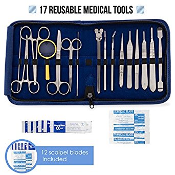 Advanced Dissection Kit - 29 pieces total. High Grade Stainless Steel Instruments perfect for Anatomy, Biology, Botany, Veterinary and Medical Students - By Poly Medical.