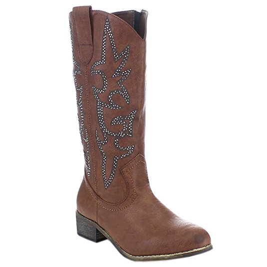 Spirit Women's Western Cowboy Boots Low Stacked Heel Inside Zipper