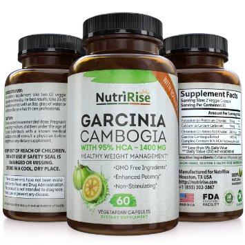 95% HCA Pure Garcinia Cambogia Extract - Highest Potency For Fat Burn & Weight Loss - Natural Clinically Proven Appetite Suppressant. Best Carb Blocker & Fat Burner - 60 Diet Pills. Made in USA