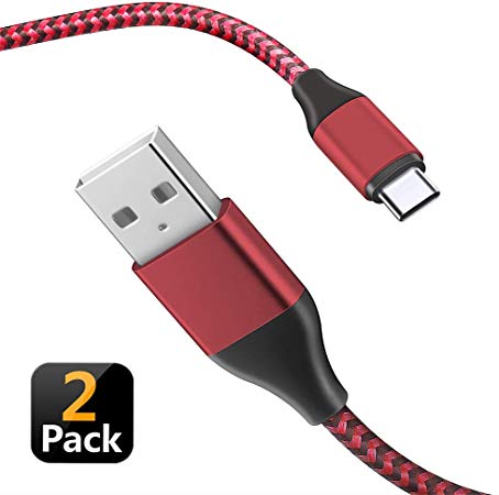 USB Type C Cable Fast Charging 2Pack 6.6FT USB A to C Charger Compatible Samsung Galaxy S10 S9 S8  ,Note 9 8,Galaxy A20 A30 A50 A70 A80 2019,LG ThinQ G8 G7,G6 G5,V40 V35 V30,Durable Braided Data Sync