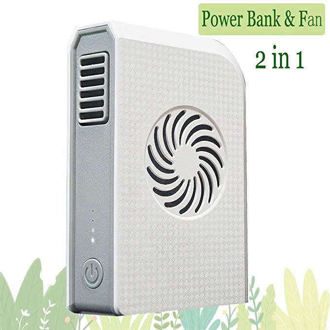 FillADream Power Bank Cooling Fan, Mini Portable 3 Speed Adaptable Bladeless Travel Fan Pocket Fan Desk Box Fan, 6000mAh Rechargeable Power Bank Fan for Home Office Travel Daily Use