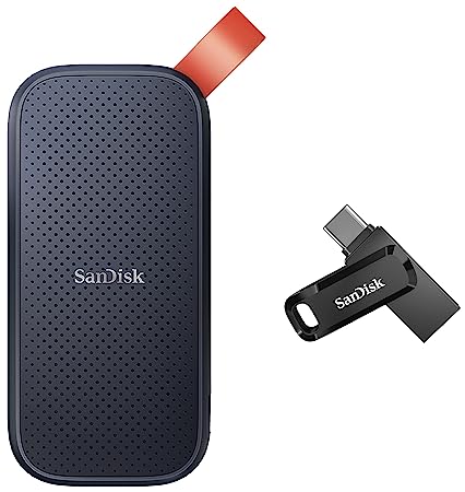 SanDisk 1TB Portable SSD, 520MB/s R, USB 3.2 Gen 2, Rugged SSD with Upto 2 Meter Drop Protection & Ultra Dual Drive Go USB Type C Pendrive for Mobile (Black, 128 GB, 5Y - SDDDC3-128G-I35)