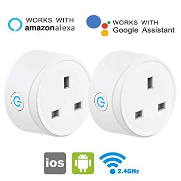 Wesho Mini WiFi Smart Plug - WiFi Alexa Accessories Outlet Works withGoogle Home and IFTTT, Wireless Socket Remote Control Timer Plug Switch, No Hub Required(2 Packs)