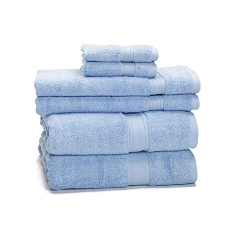 eLuxurySupply 900 Gram 6-Piece Egyptian Cotton Towel Set - Heavy Weight & Absorbent, Light Blue