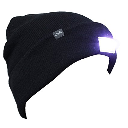Trasfit Unisex 5 LED Knitted Beanie Hat for Camping, Grilling, Auto Repair, Jogging, Walking, or Handyman Working, Hands Free Led Beanie Cap