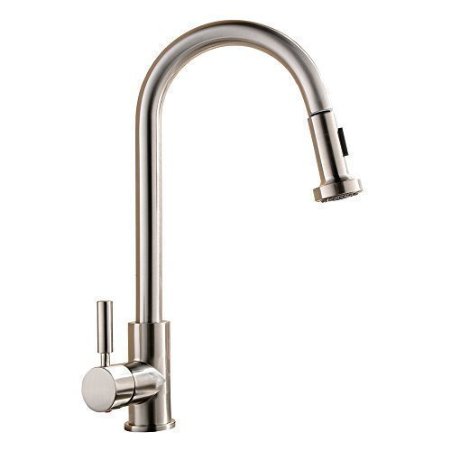 Best Commercial Single Handle Pull Out Sprayer Stainless Steel Kitchen Sink Faucet, Pull Down Kitchen Faucets Brushed Nickel