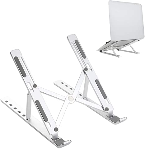 JARLINK Adjustable Laptop Tablet Stand, Foldable Aluminum Desktop Laptop Riser Compatible with All Laptops iPad Tablet (up to 15.6 inches), Silver