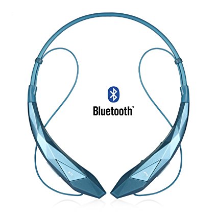 TryAce® Wireless Stereo Bluetooth 4.0 Headsets Headphones Music Stereo Vibration Neckband Style with Microphone iPhone,Samsung,Android Cellphones Enabled Bluetooth Device (Blue)